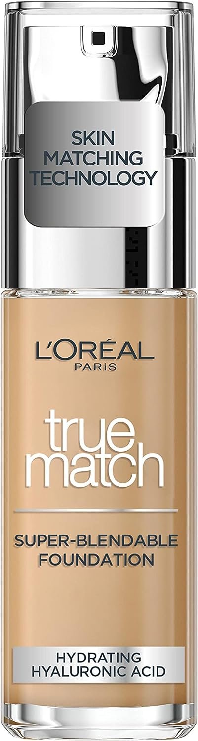 L’Oreal Paris Liquid Foundation, Skincare Infused with Hyaluronic Acid, SPF 17, Available in 40 Shades, 3N Creamy Beige, 30 ml